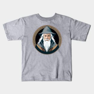 Round Icon of a Wizard in Grey Kids T-Shirt